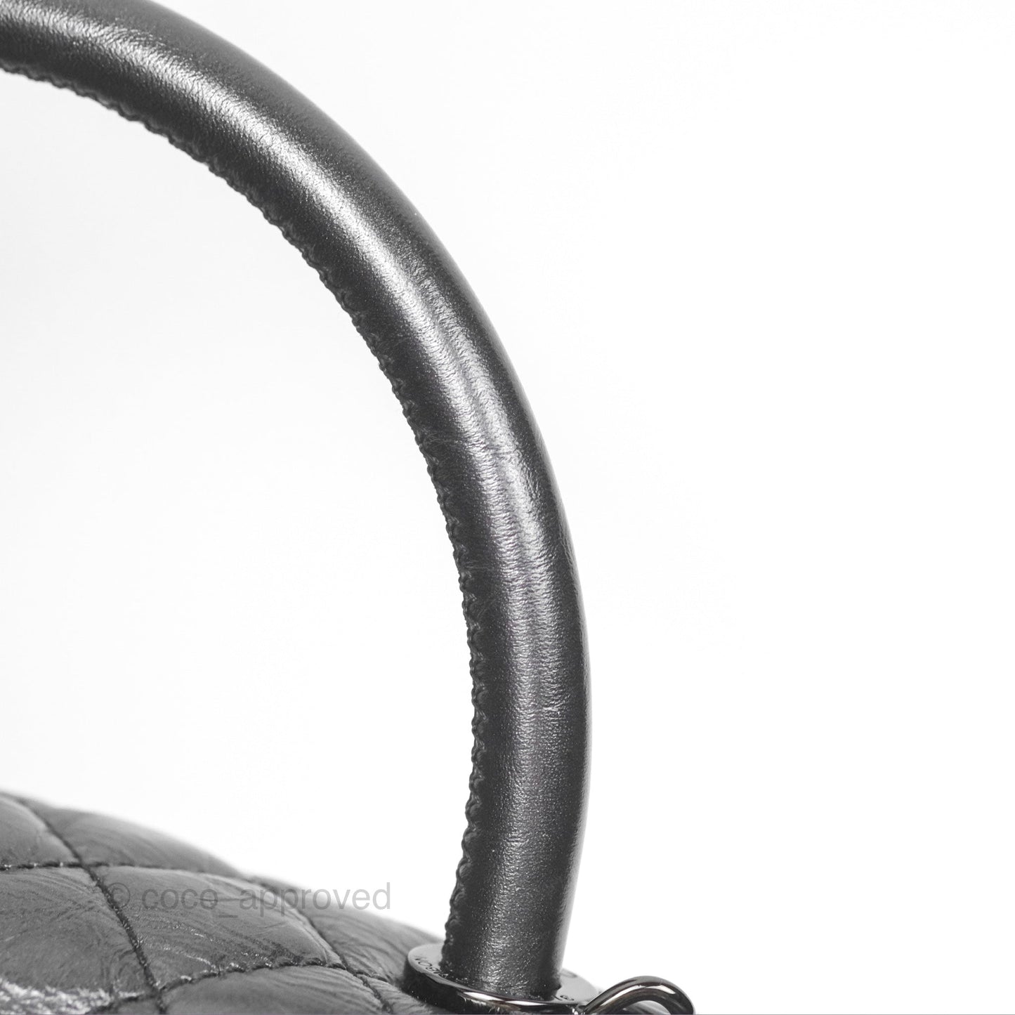 Chanel Medium Coco Handle Quilted Aged Calfskin Iridescent Dark Grey So Black Hardware
