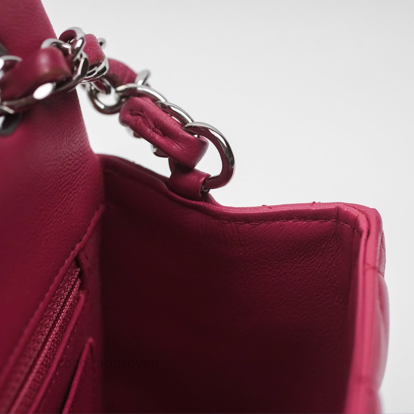 Chanel Quilted Mini Rectangular Flap Dark Pink Lambskin Silver Hardware