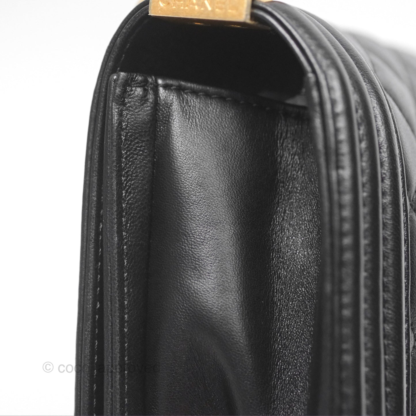 Chanel Small Boy Quilted Black Calfskin Gold Hardware