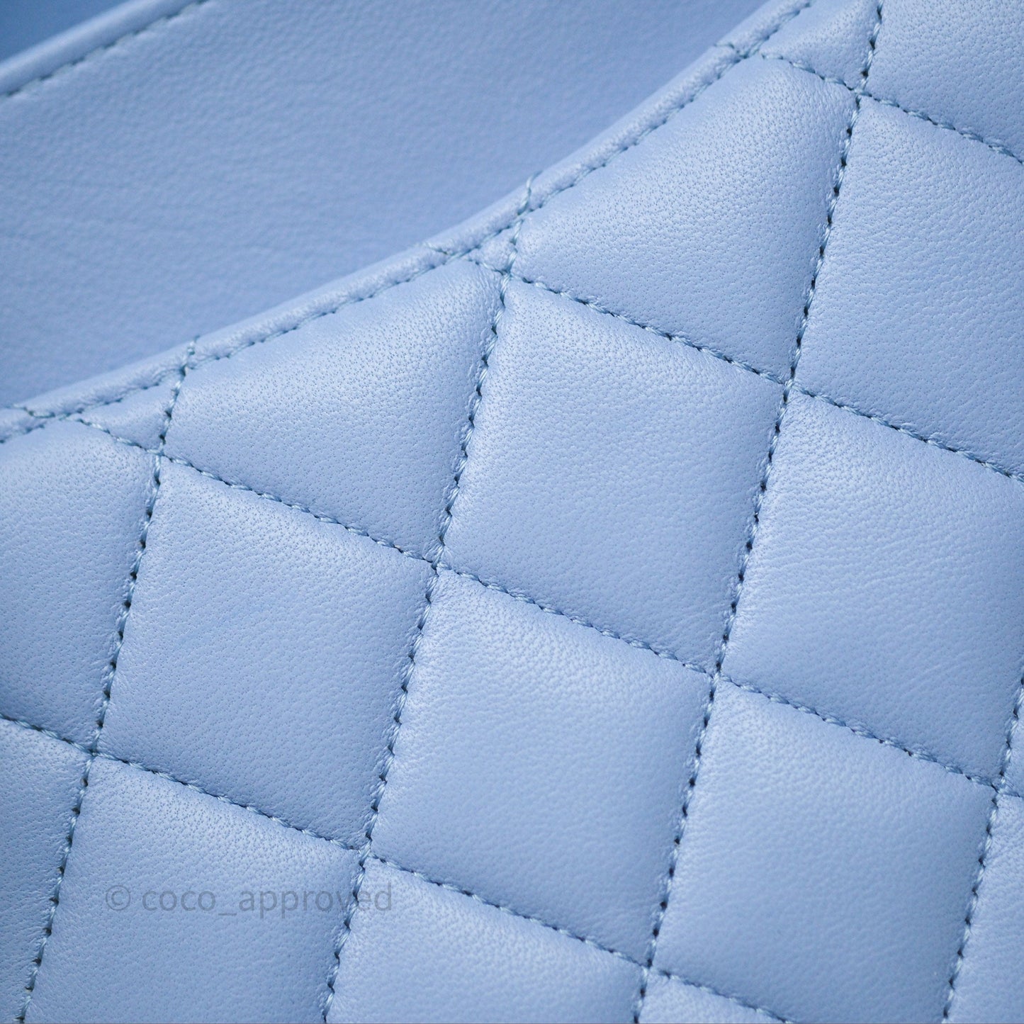 Chanel Classic M/L Medium Flap Quilted Sky Blue Lambskin Gold Hardware