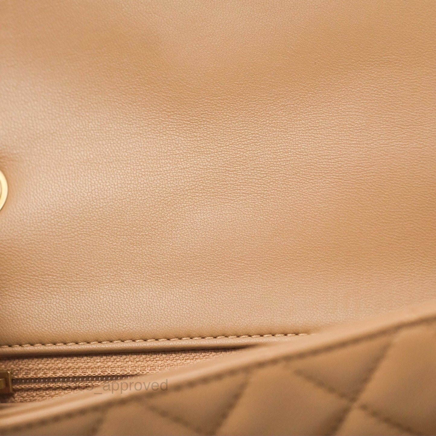 Chanel Mini Rectangular Pearl Crush Quilted Beige Lambskin Aged Gold Hardware