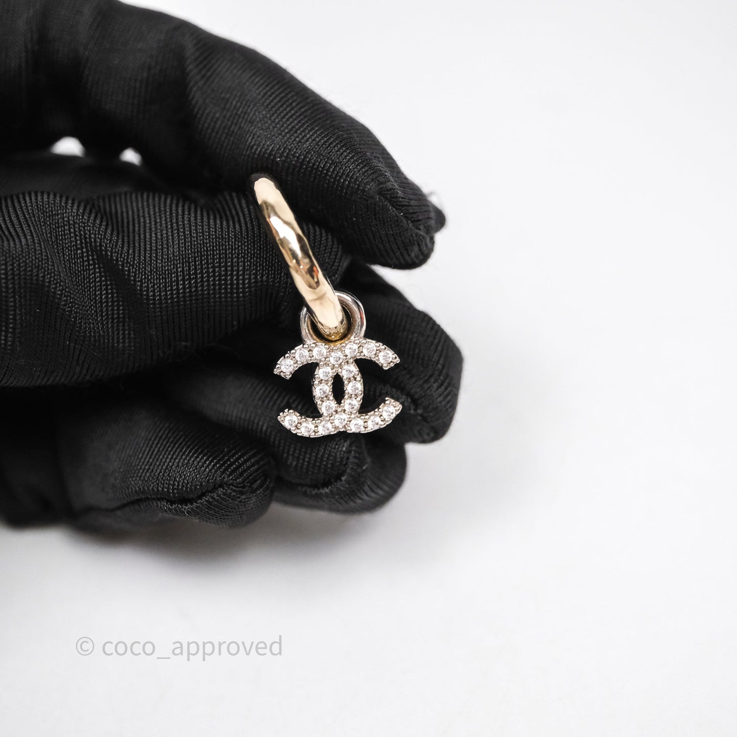 Chanel CC Hoop Logo Crystals Gold Earrings 22S