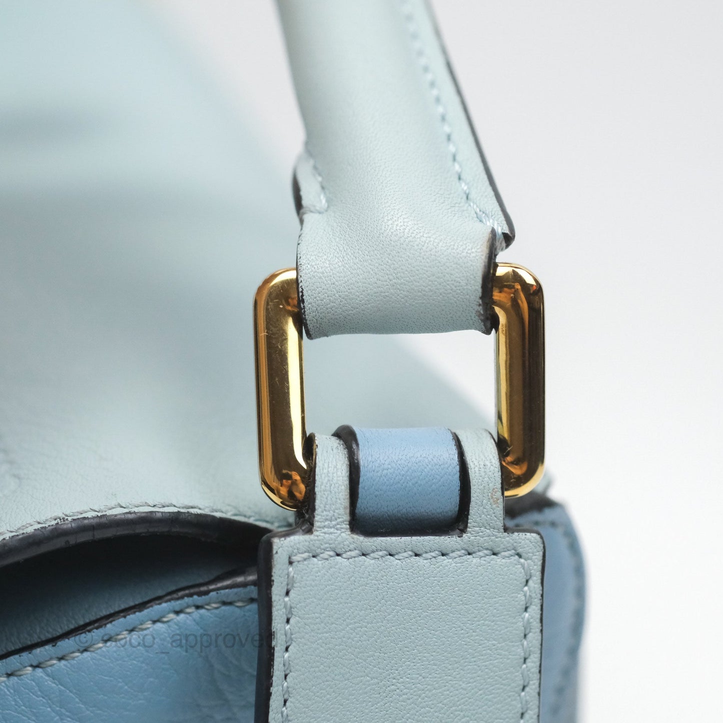 Loewe Small Puzzle Bag Blue Grained Calfskin Gold Hardware