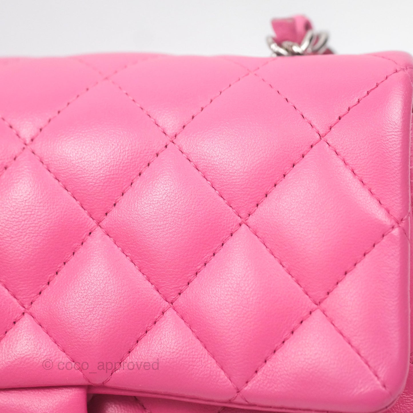Chanel Quilted Mini Rectangular Flap Pink Lambskin Silver Hardware