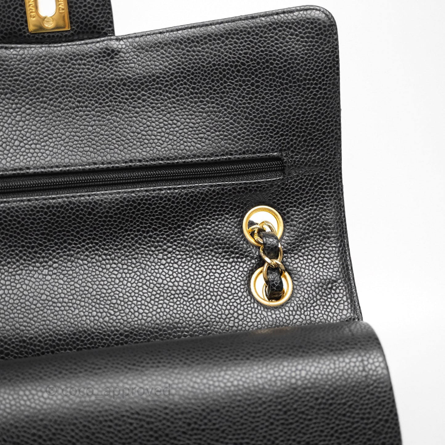 Chanel Classic M/L Medium Flap Quilted Black Caviar Gold Hardware