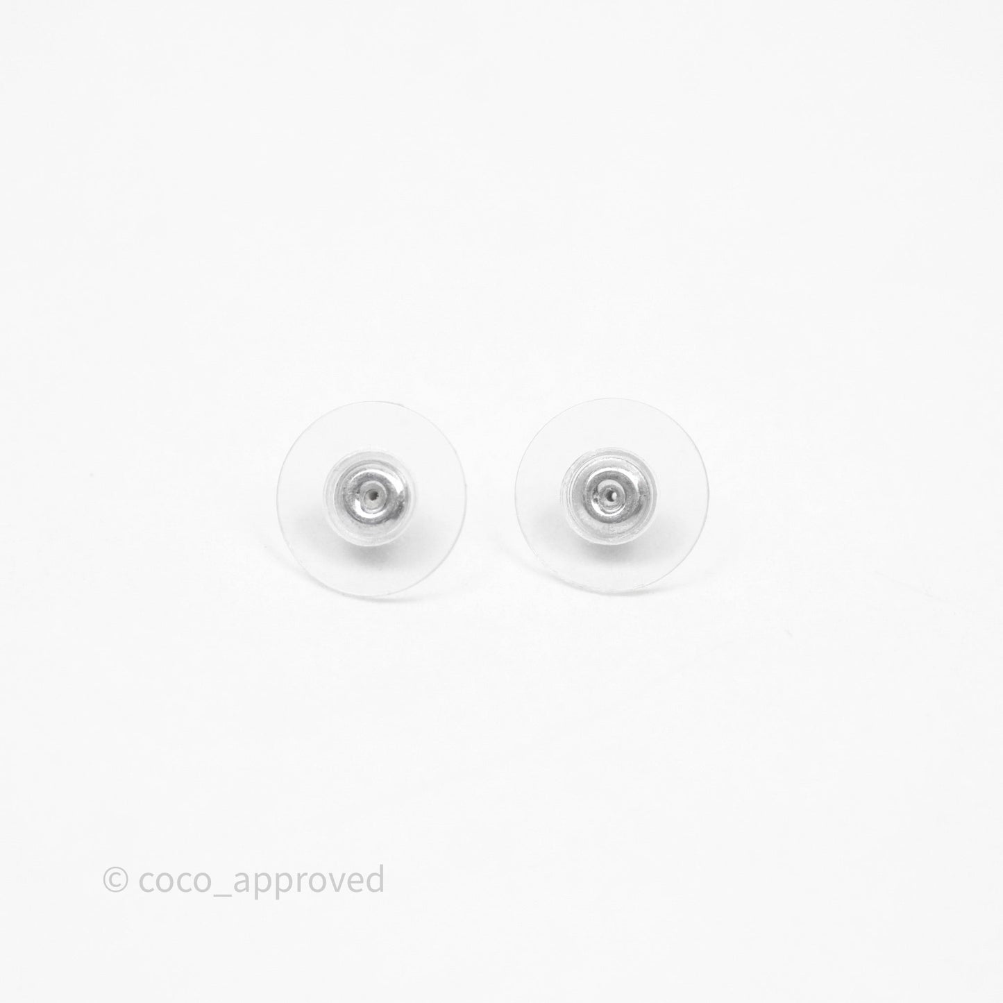 Chanel Crystal CC Square Round Earrings Silver Tone 19C