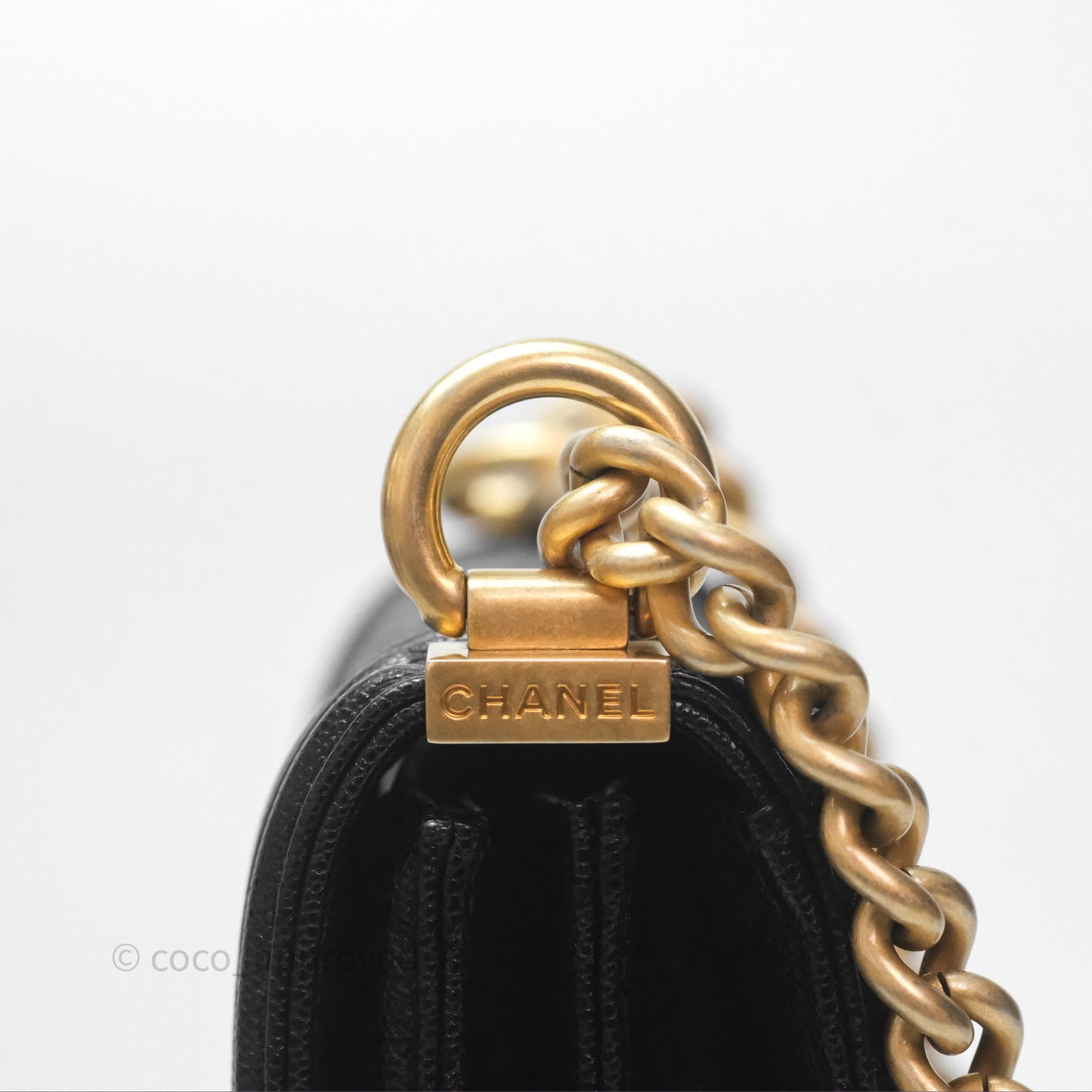 Chanel Quilted North South Boy Flap Black Caviar Aged Gold Hardware