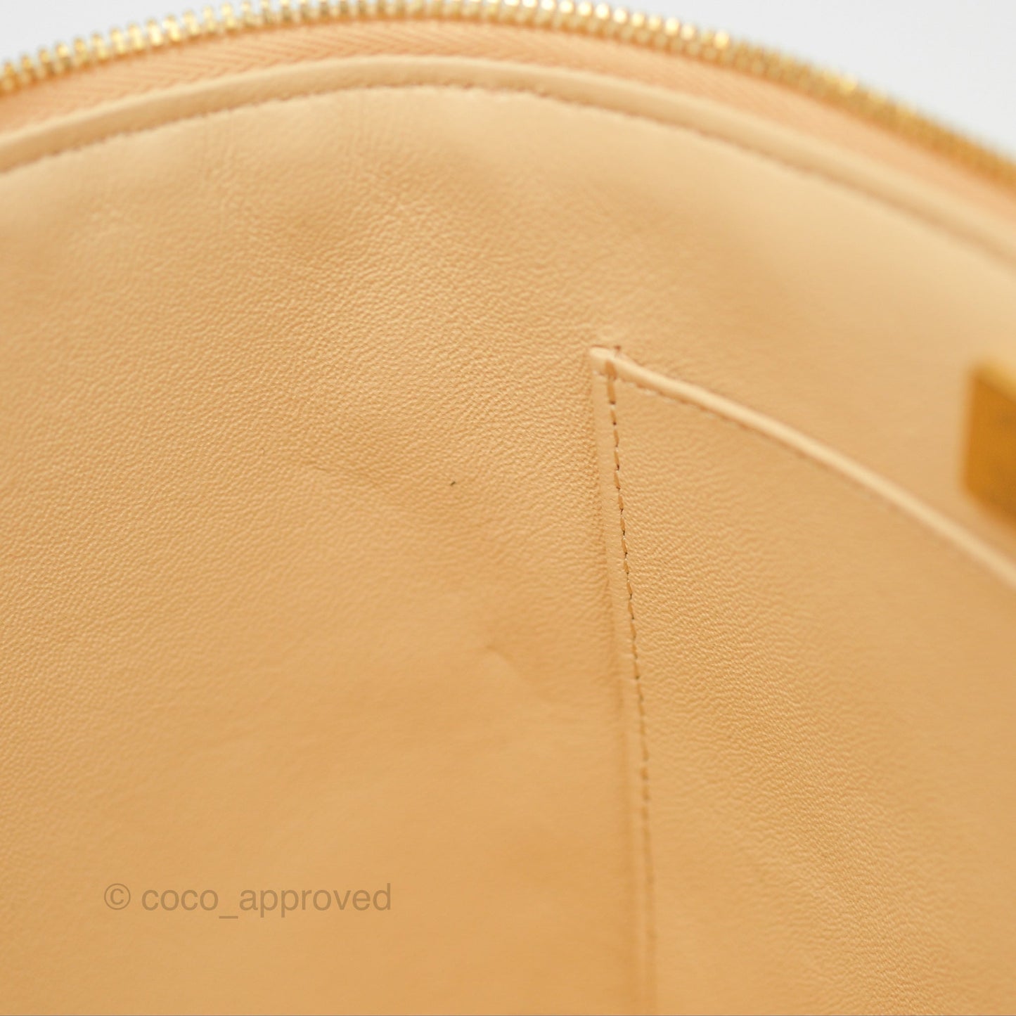 Chanel Small Quilted Top Handle Vanity Case Beige Lambskin Gold Hardware