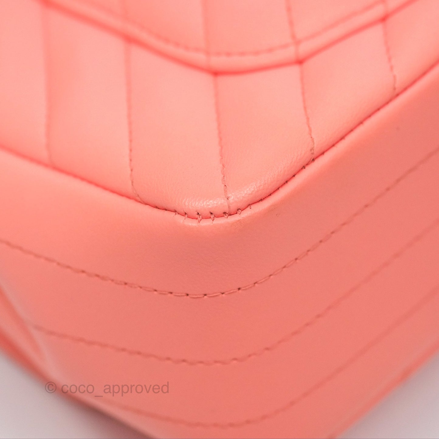 Chanel Chevron Mini Rectangular Flap Peach Pink Lambskin Aged Gold Hardware