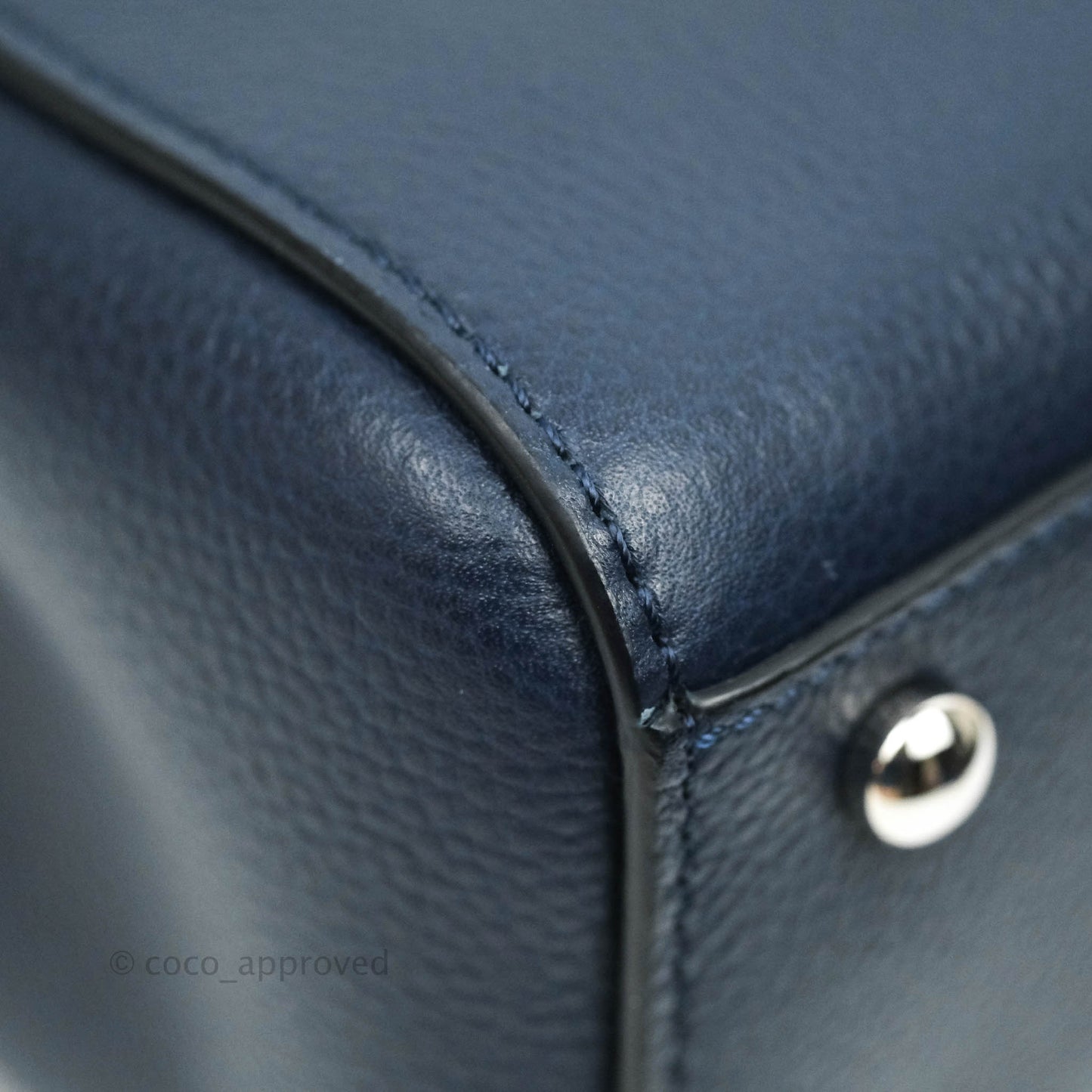 Chanel Mini Neo Executive Shopper Tote Black Grained Calfskin Navy Silver Hardware