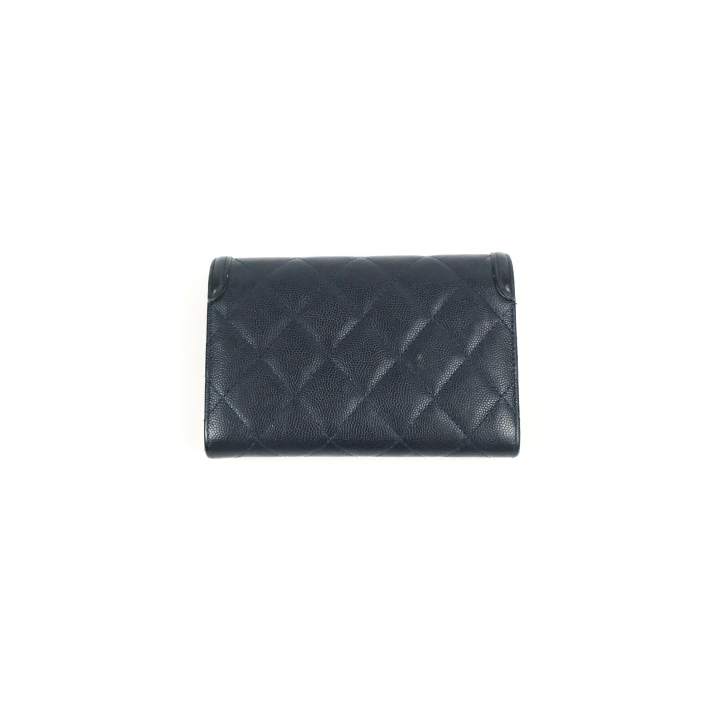 Chanel CC Filigree Small Flap Wallet Navy Caviar Gold Hardware