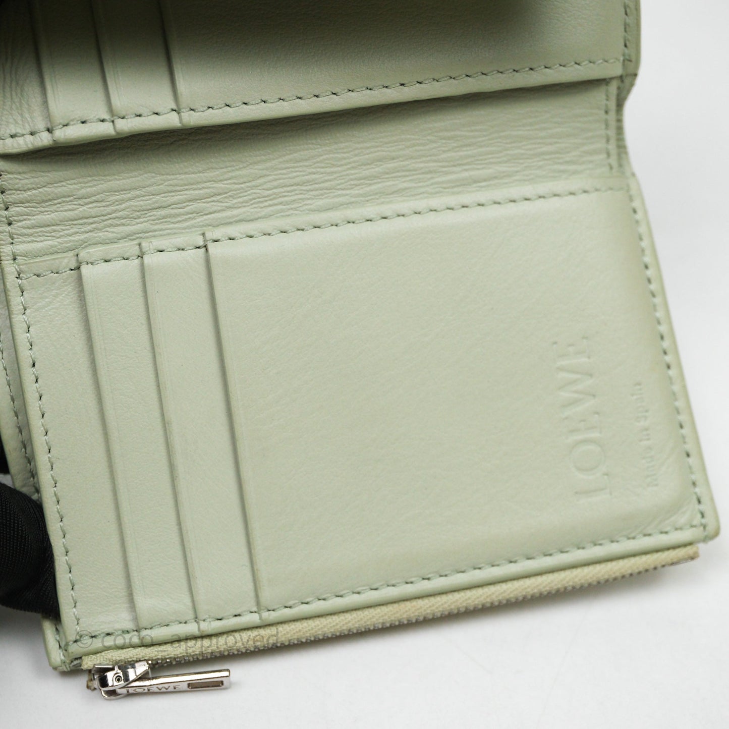 Loewe Anagram Small Vertical Wallet Green Silver Hardware