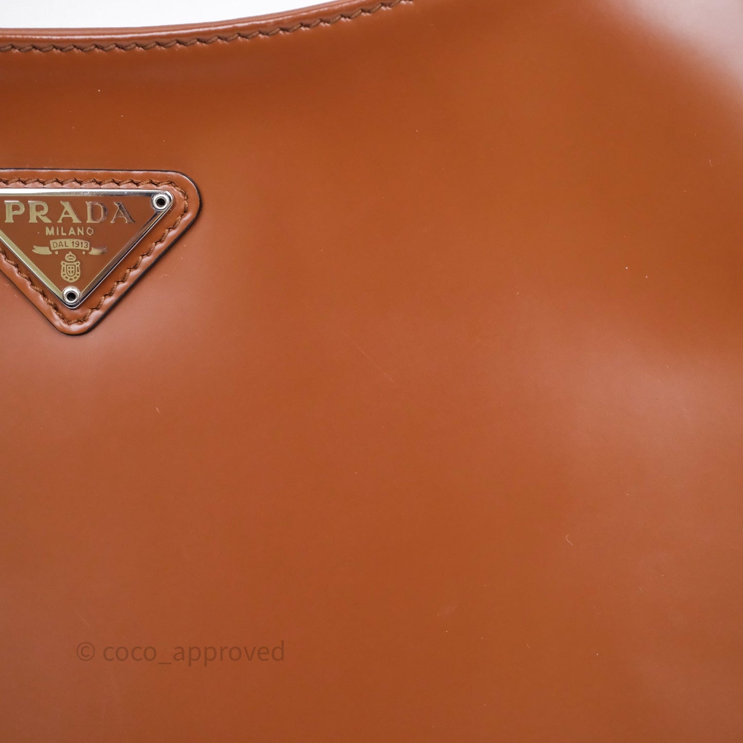 Prada Cleo Brushed Leather Shoulder Bag Brown