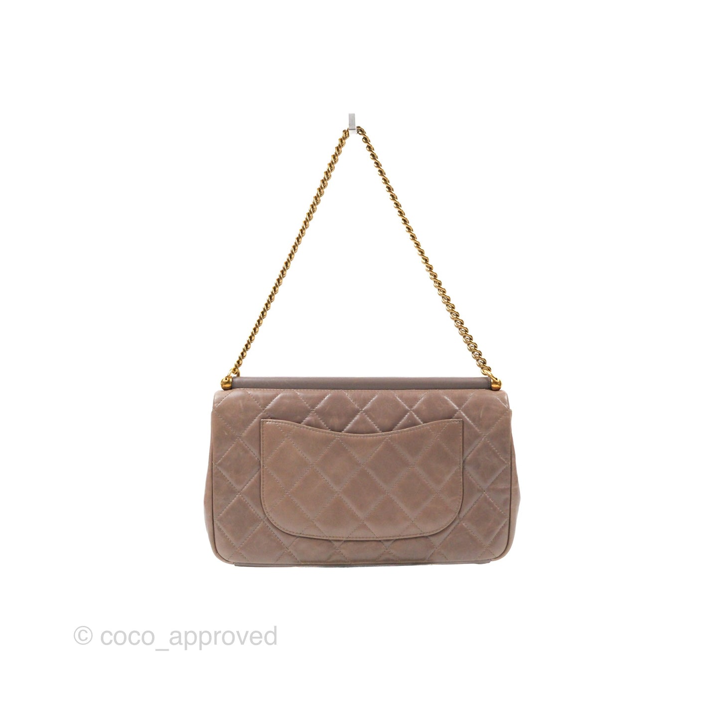 Chanel Gold Bar Single Flap Dark Grey Glazed Calfskin Gold Hardware