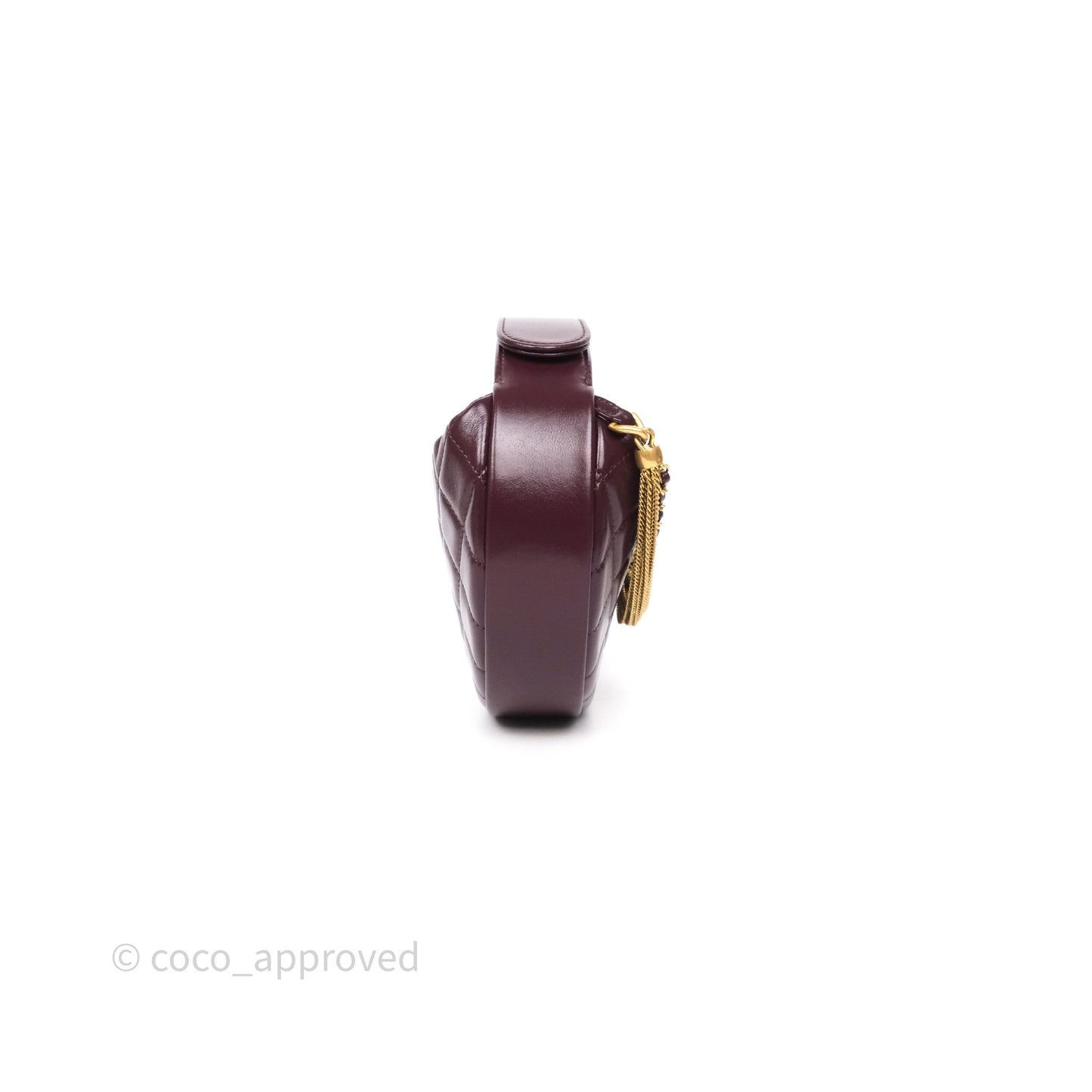 Chanel Mini Hobo Pouch Dark Burgundy Shiny Crumpled Calfskin Aged Gold Hardware