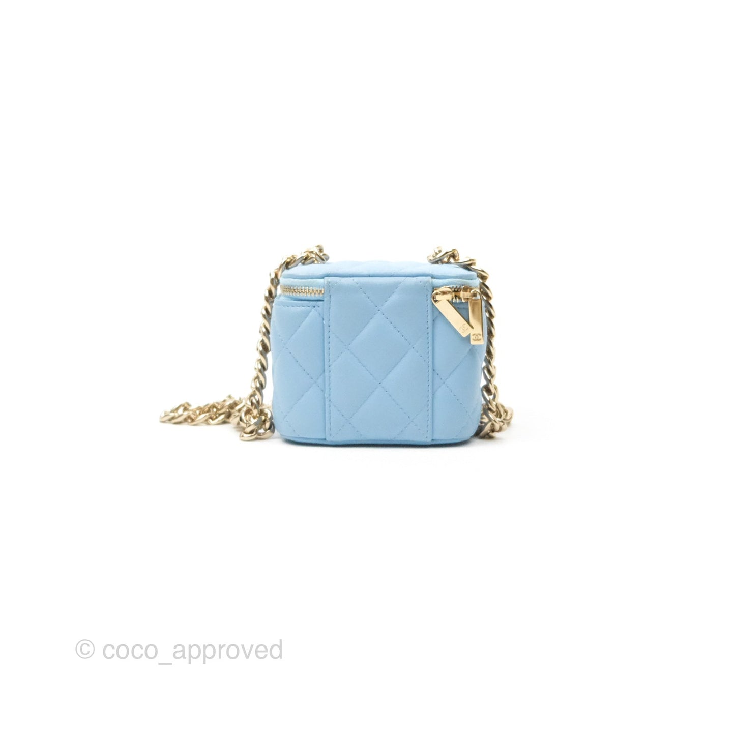 Chanel Mini Vanity Coco Chain Blue Lambskin Gold Hardware