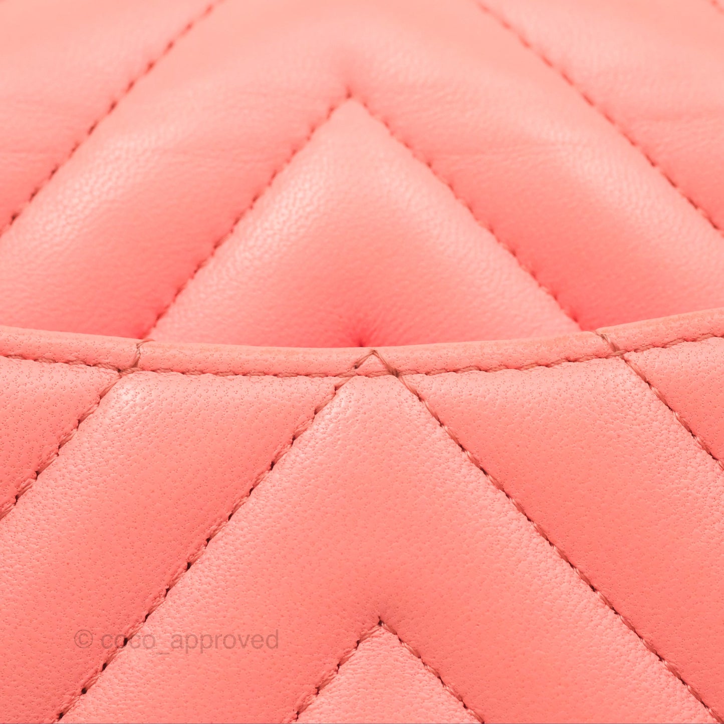 Chanel Chevron Mini Rectangular Flap Peach Pink Lambskin Aged Gold Hardware