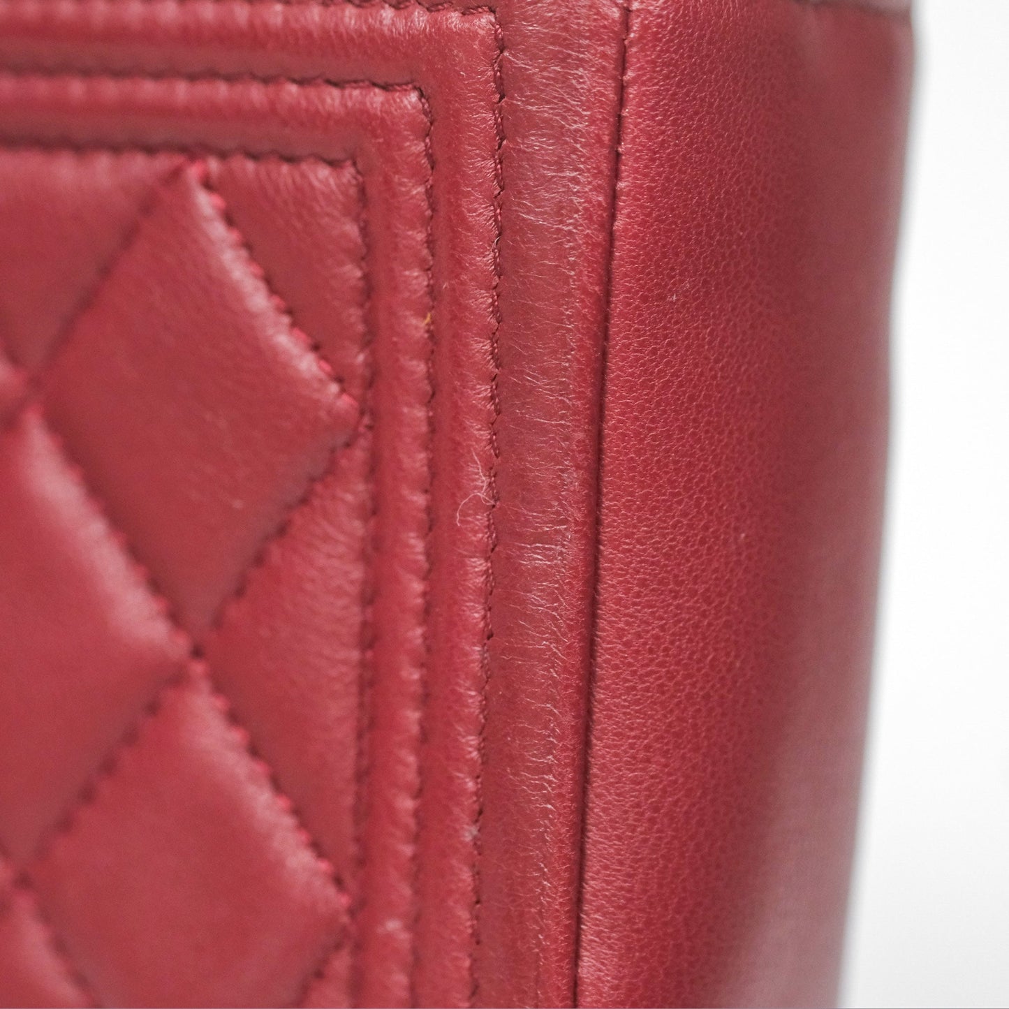Chanel Quilted Boy Coin Case Dark Red Aged Gold Hardware