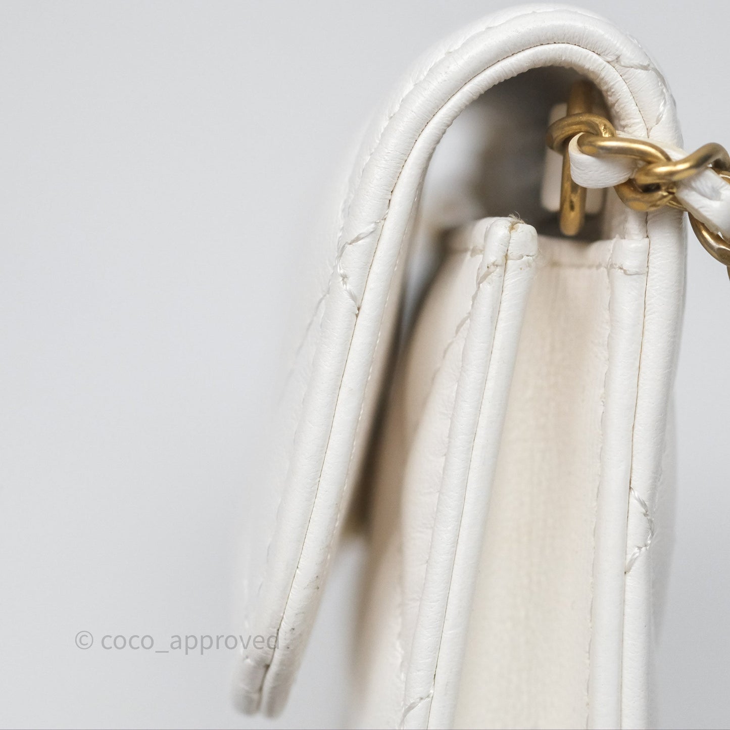 Chanel Mini Pearl Crush Clutch With Chain Belt Bag White Aged Gold Hardware