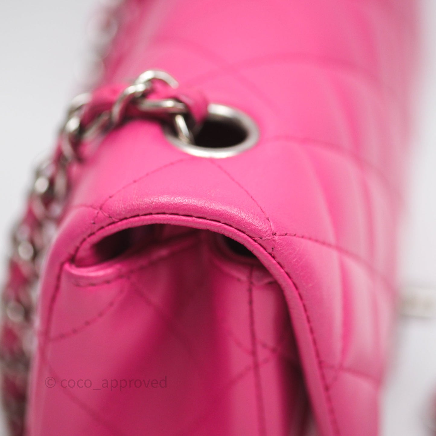 Chanel Mini Rectangular Quilted Dark Pink Lambskin Silver Hardware