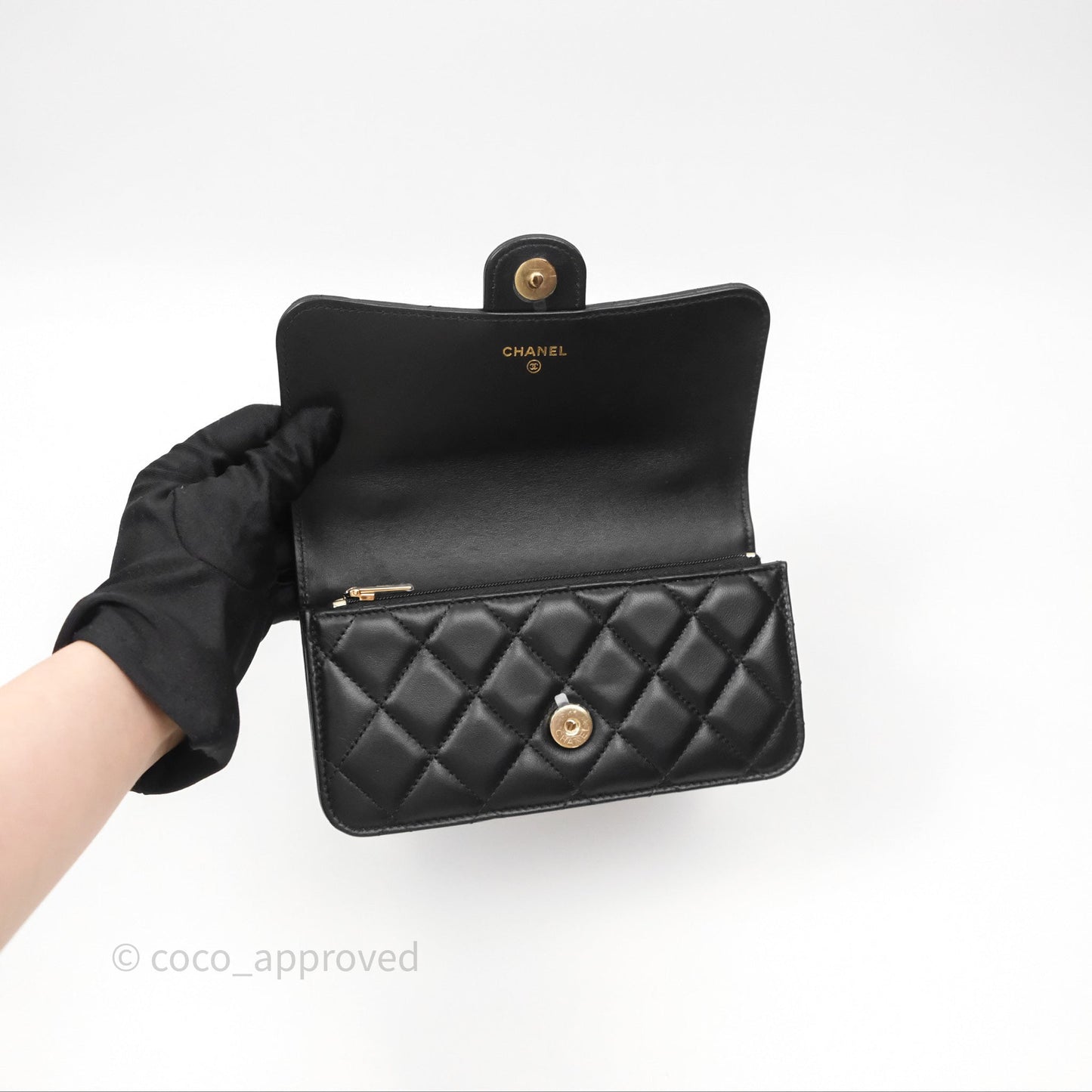 Chanel Top Handle Mini WOC Black Lambskin Gold Hardware