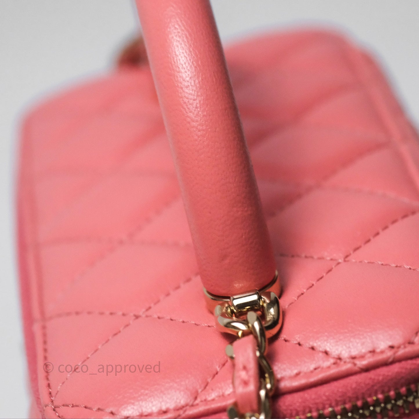 Chanel Vanity Rectangular Top Handle Pink Lambskin Gold Hardware