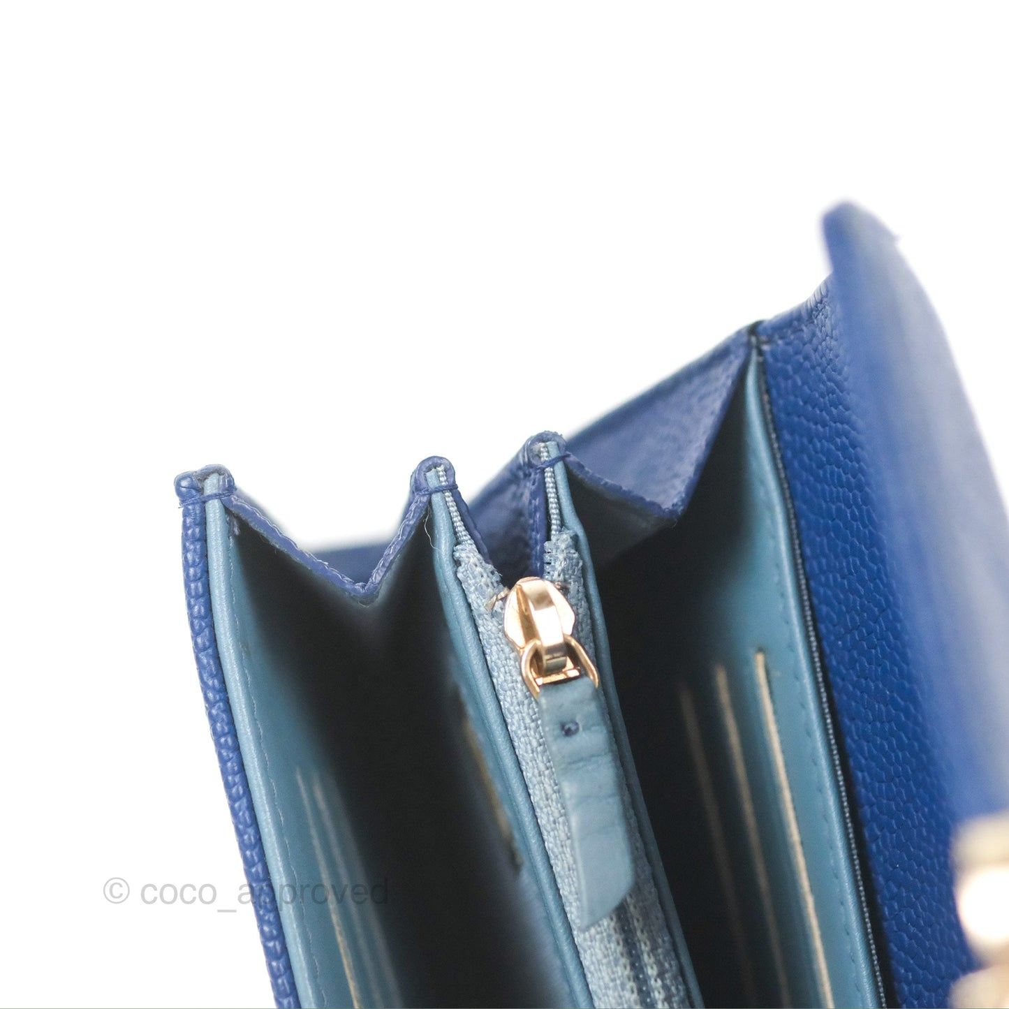 Chanel Quilted Medium Flap Wallet Blue Caviar Gold Hardware