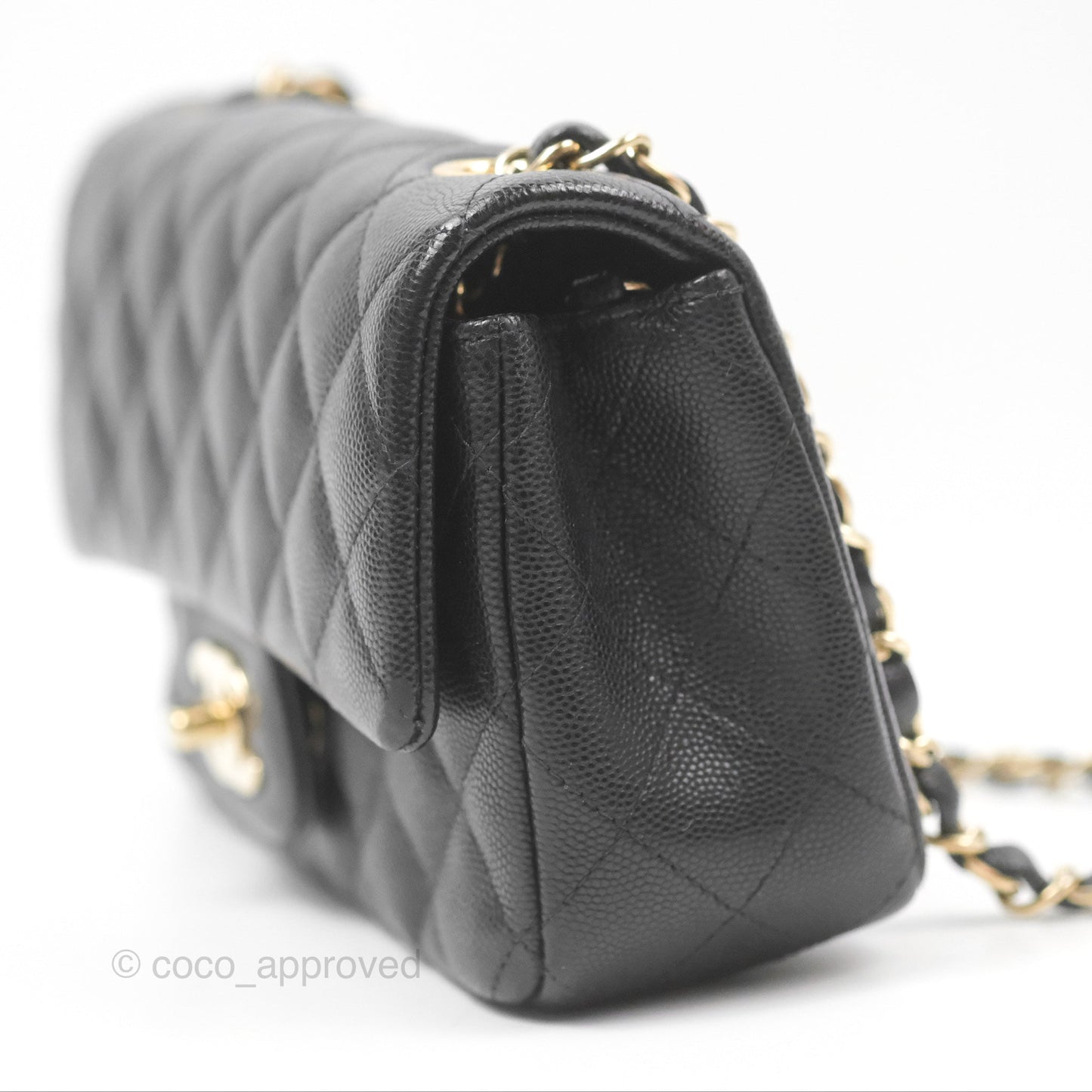 Chanel Quilted Mini Rectangular Black Caviar Gold Hardware 17B
