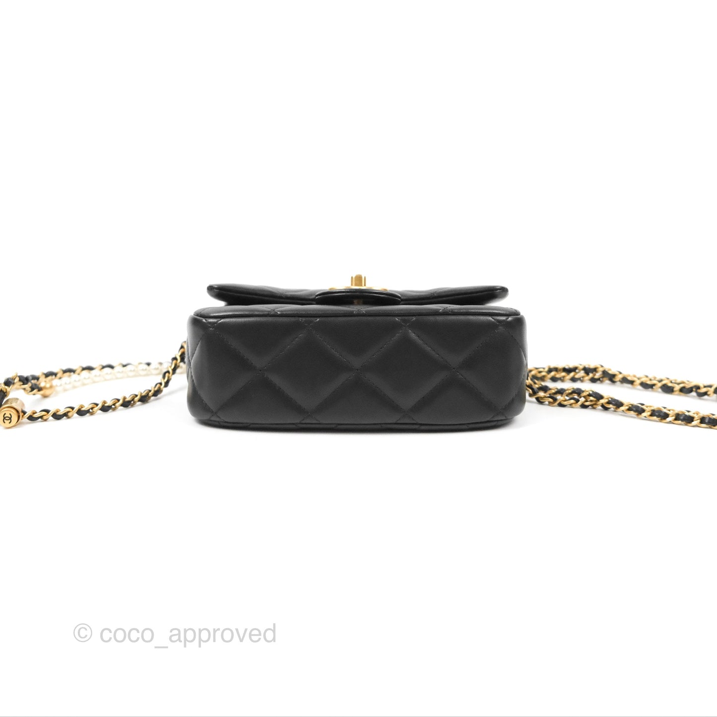 Chanel Quilted My Perfect Mini With Pearl Black Lambskin Gold Hardware