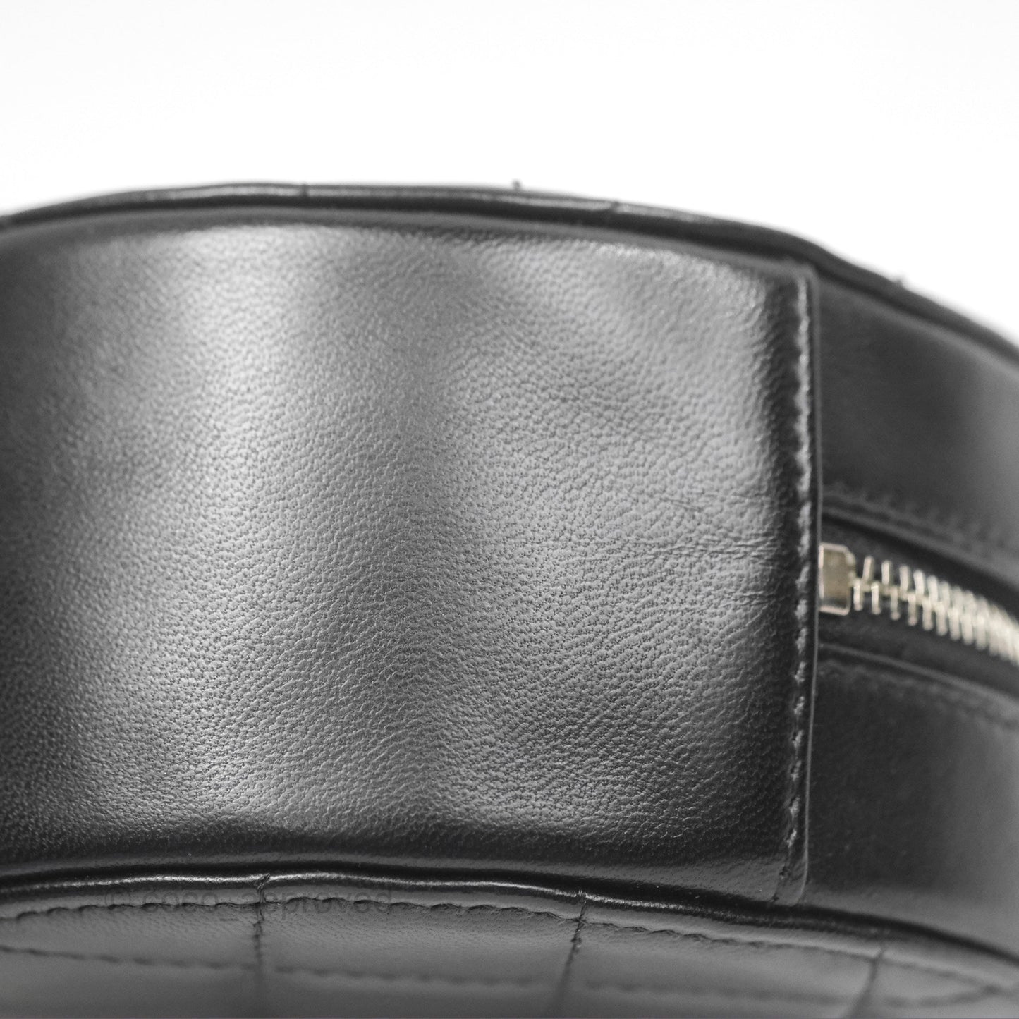 Chanel Classic Quilted Round Clutch With Chain Black Lambskin Silver Hardware