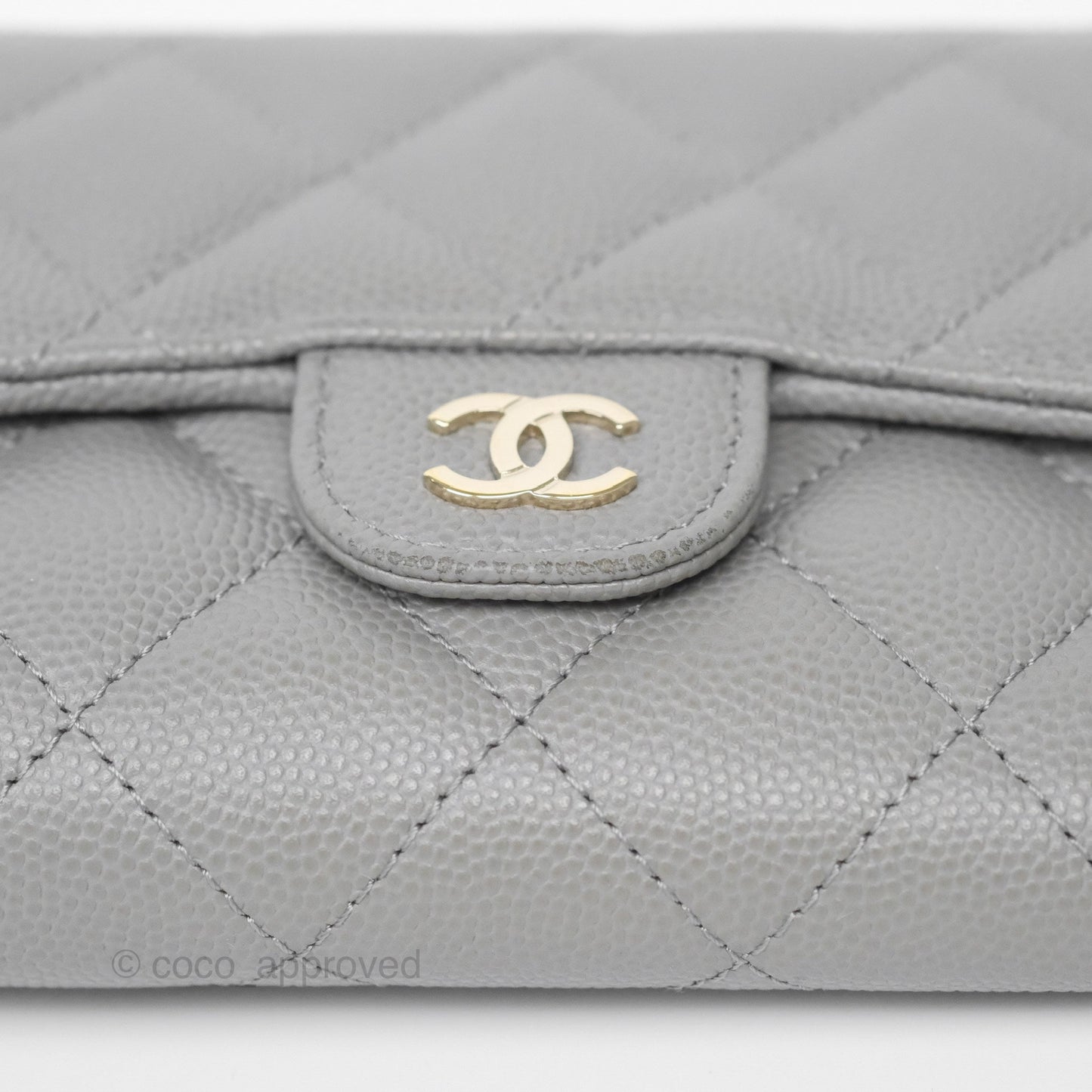Chanel Classic Short Flap Wallet Grey Caviar Gold Hardware