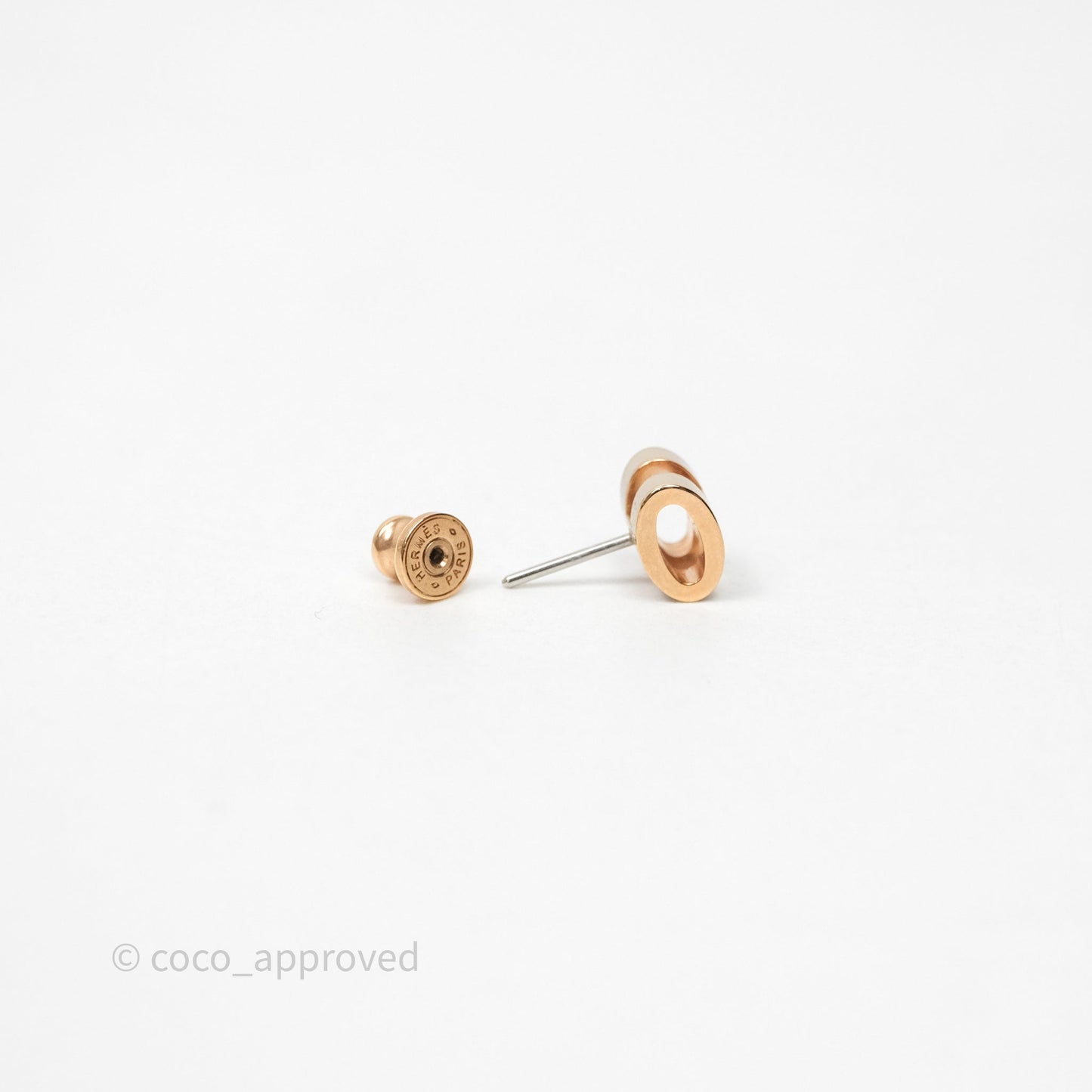 Hermès Mini Pop H Earrings Marron Glace Rose Gold