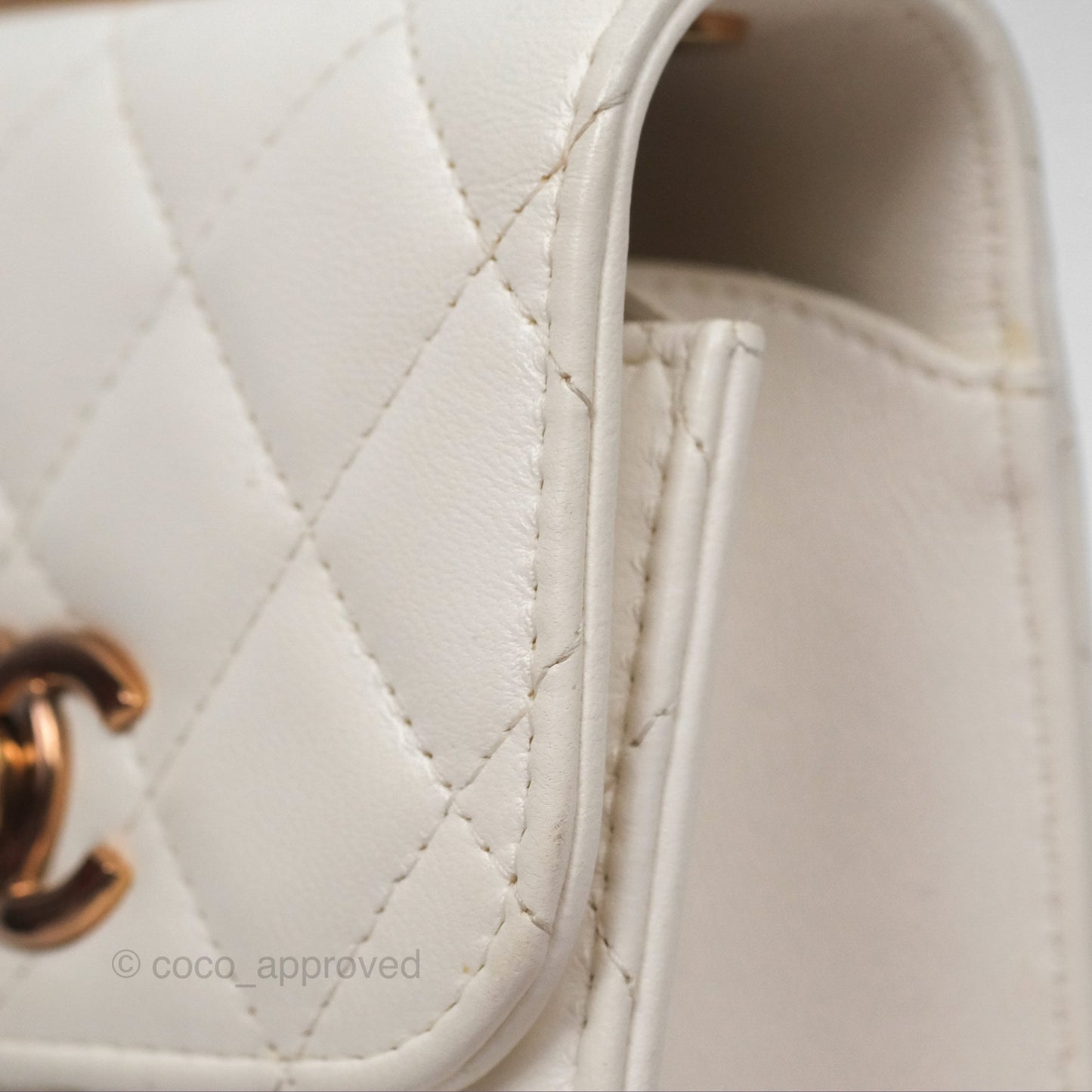 Chanel Mini Quilted Trendy CC Clutch With Chain White Lambskin Rose Gold Hardware