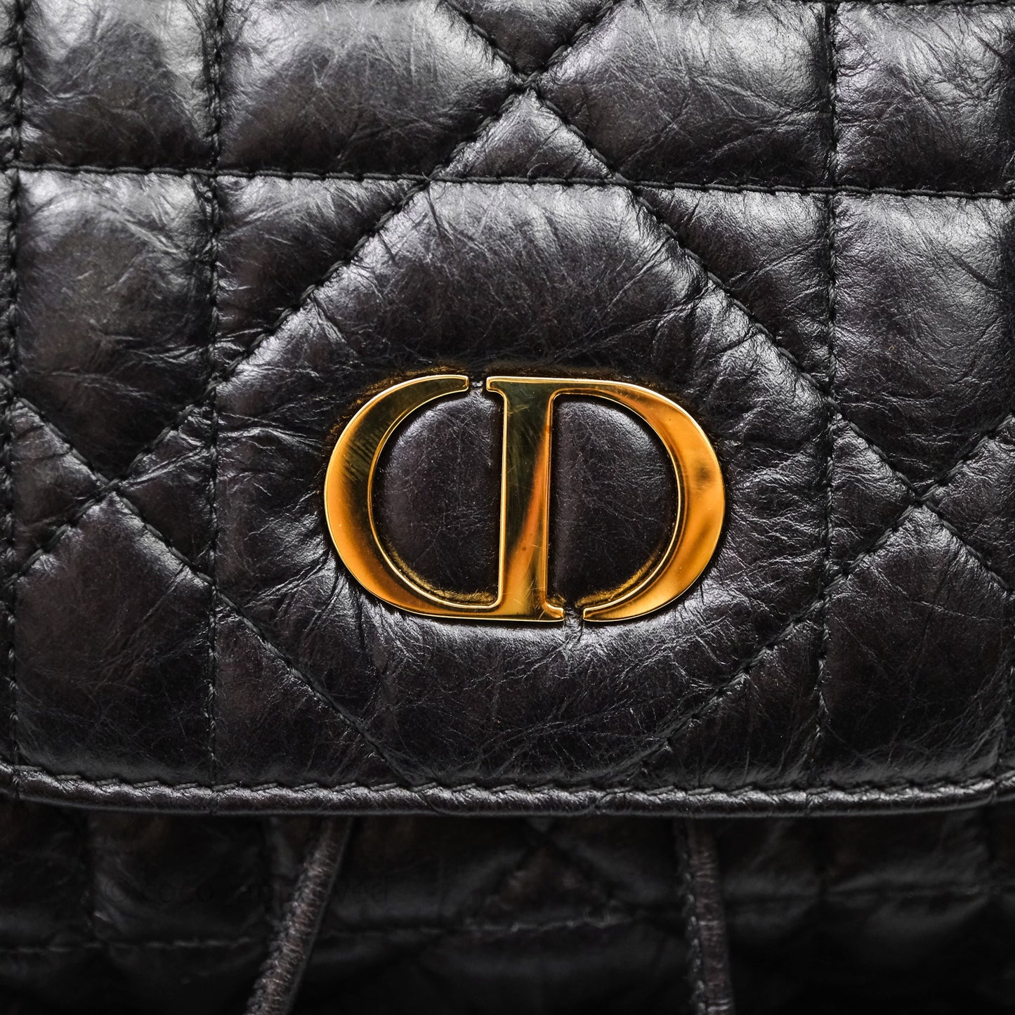 Christian Dior Medium Dior Caro Backpack Black Macrocannage Lambskin