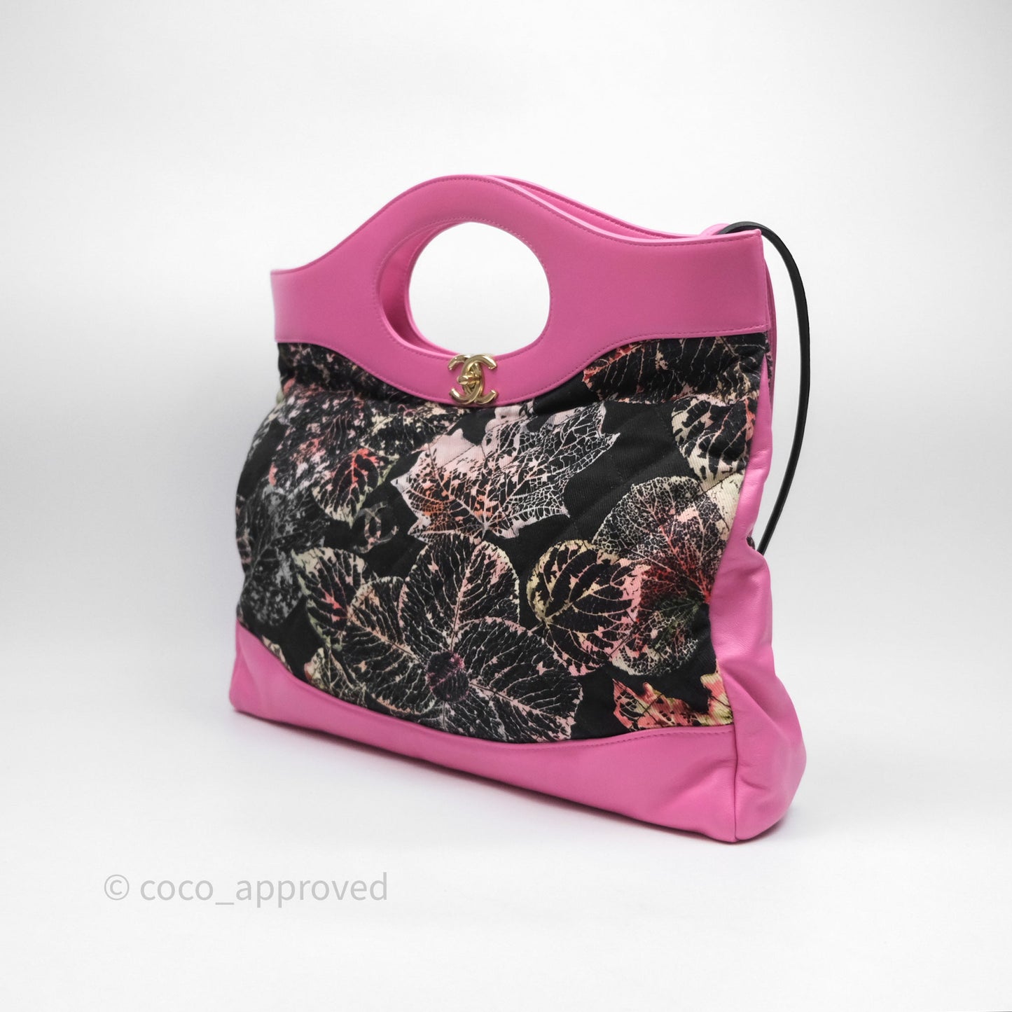 Chanel 31 Large Shopping Bag Leaves Printed Canvas/ Calfskin Pink