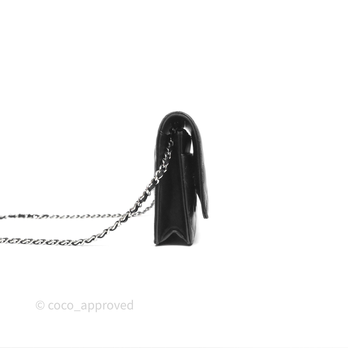 Chanel Quilted WOC Black Lambskin Silver Hardware