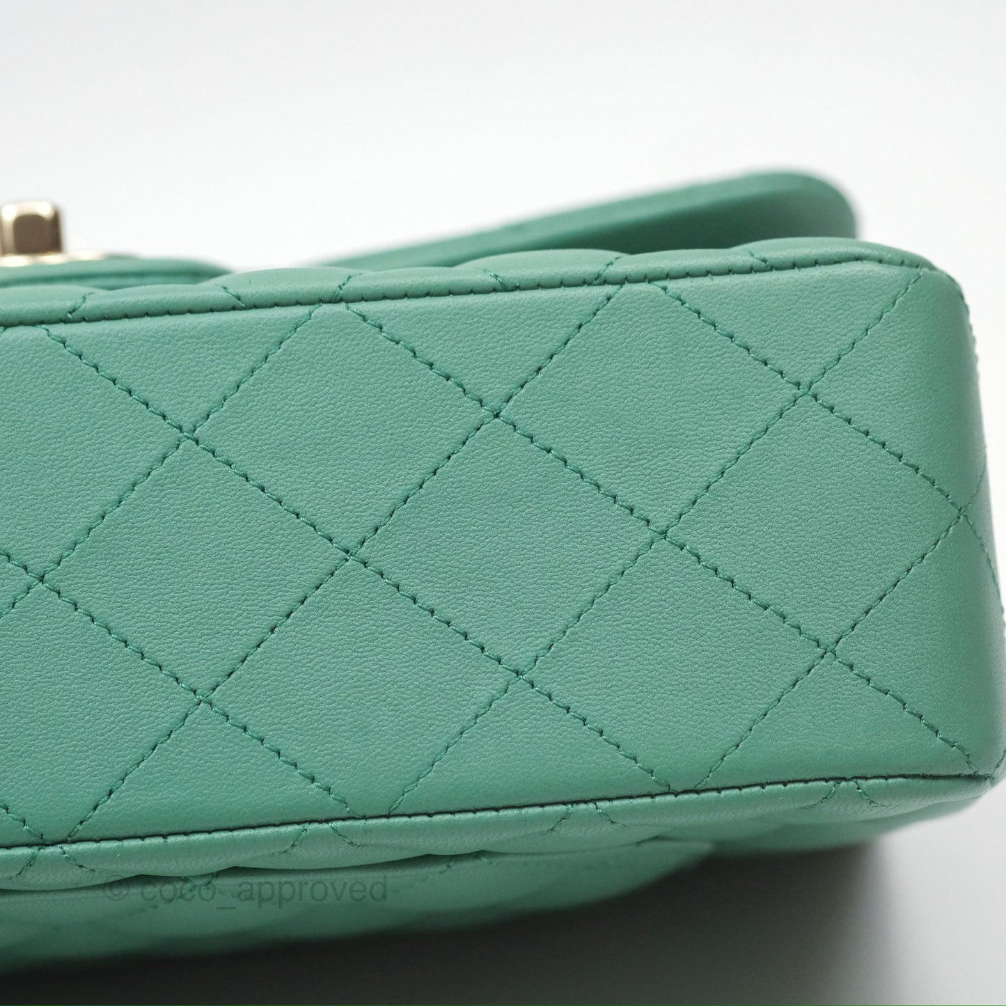Chanel Small S/M Classic Flap Green Lambskin Gold Hardware