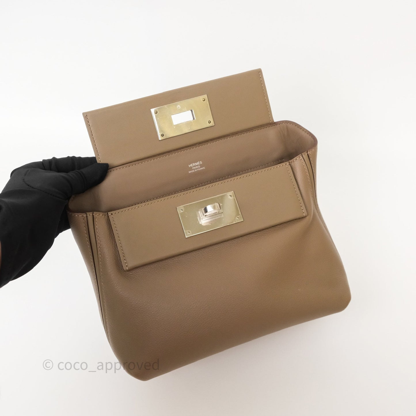 Hermès 24/24 21 Mini Etoupe 18 Evercolor/ Swift Palladium Hardware