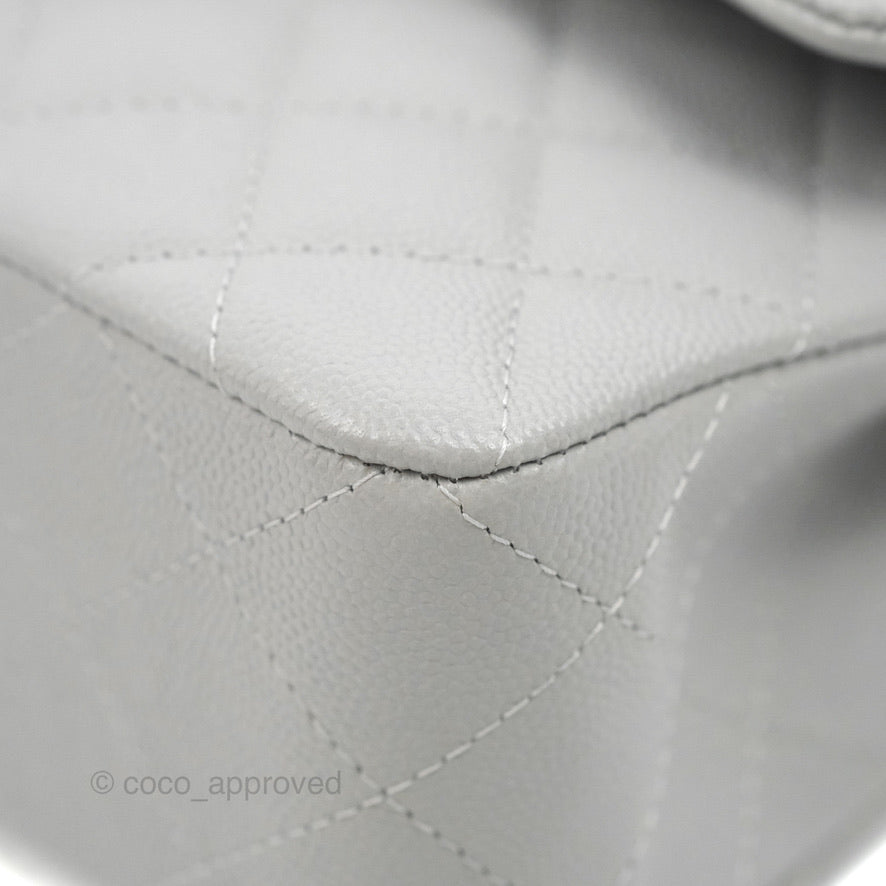 Chanel Classic Small S/M Quilted Flap Grey Caviar Gold Hardware 21A