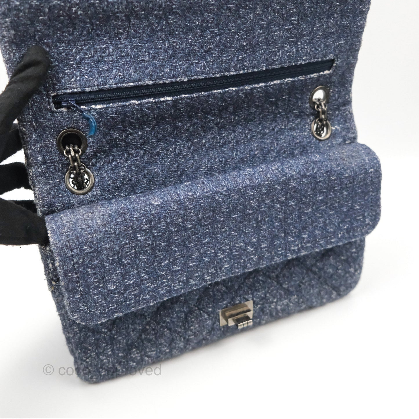 Chanel Reissue 226 Quilted Navy Tweed Ruthenium Hardware