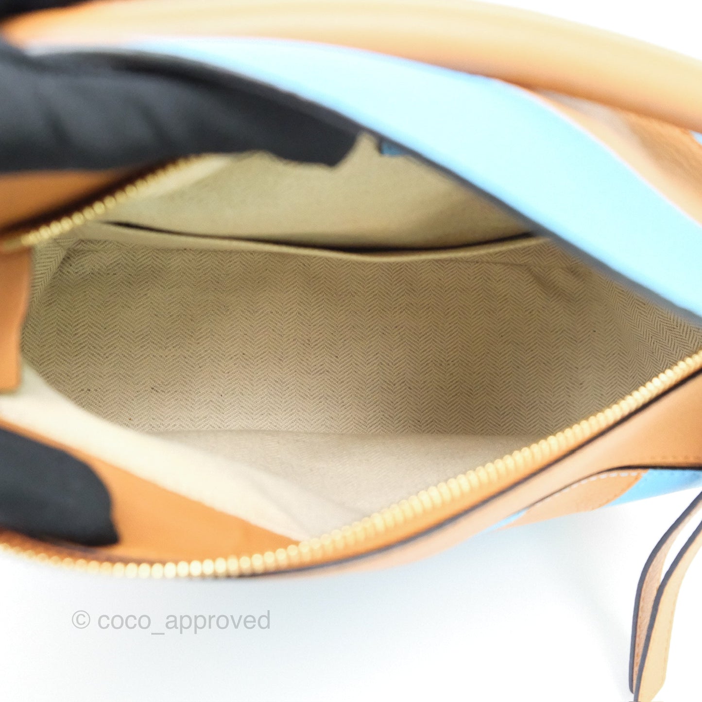 Loewe Small Rugby Puzzle Blue Tan Calfskin