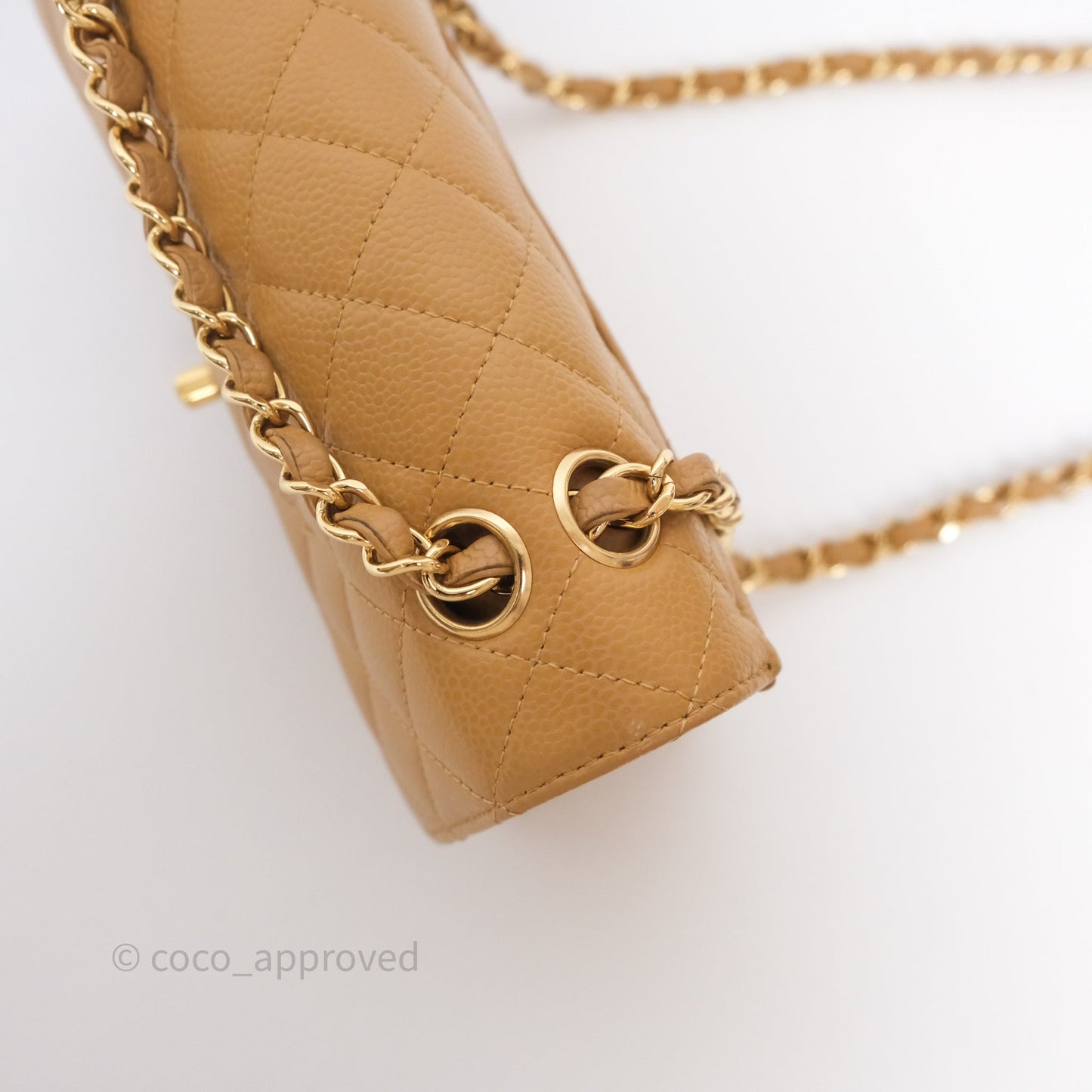 Chanel Classic M/L Medium Flap Quilted Dark Beige Caviar Gold Hardware