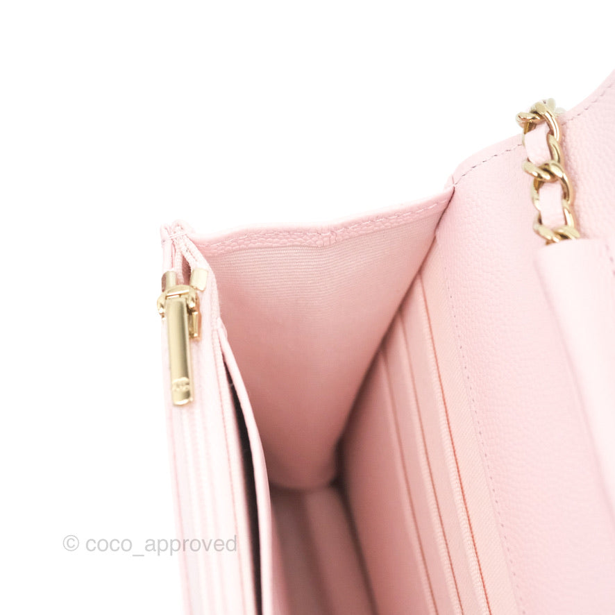Chanel Quilted Classic Wallet on Chain WOC Pink Caviar Gold Hardware