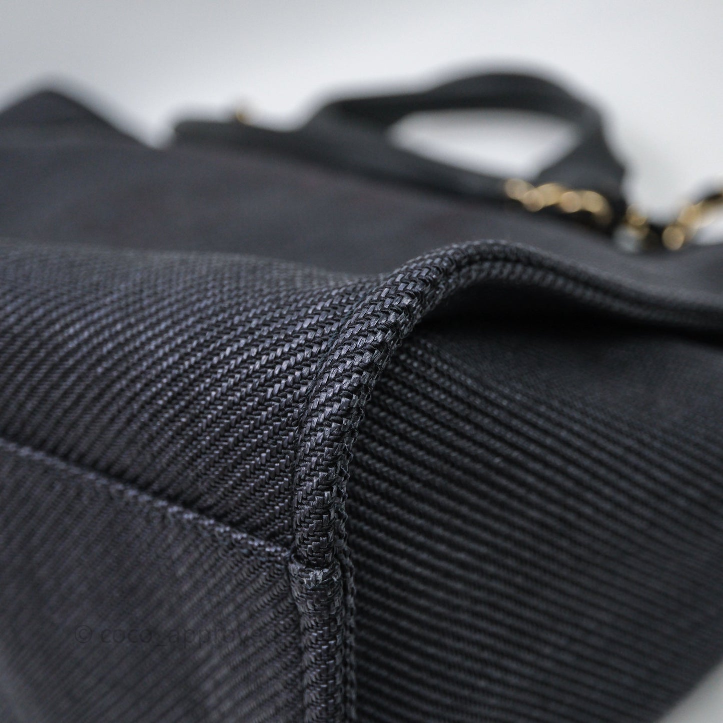 Chanel Large Deauville Charcoal Grey Canvas Light Gold Hardware