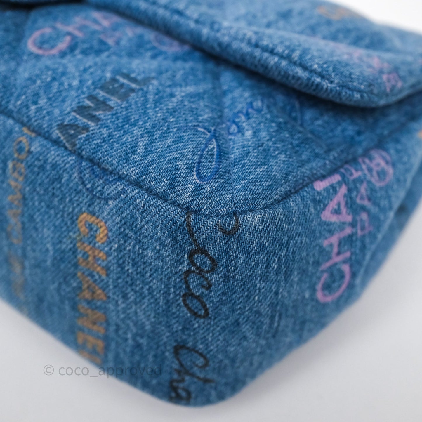 Chanel Large Denim Mood Flap Quilted Blue Multicolor 22P