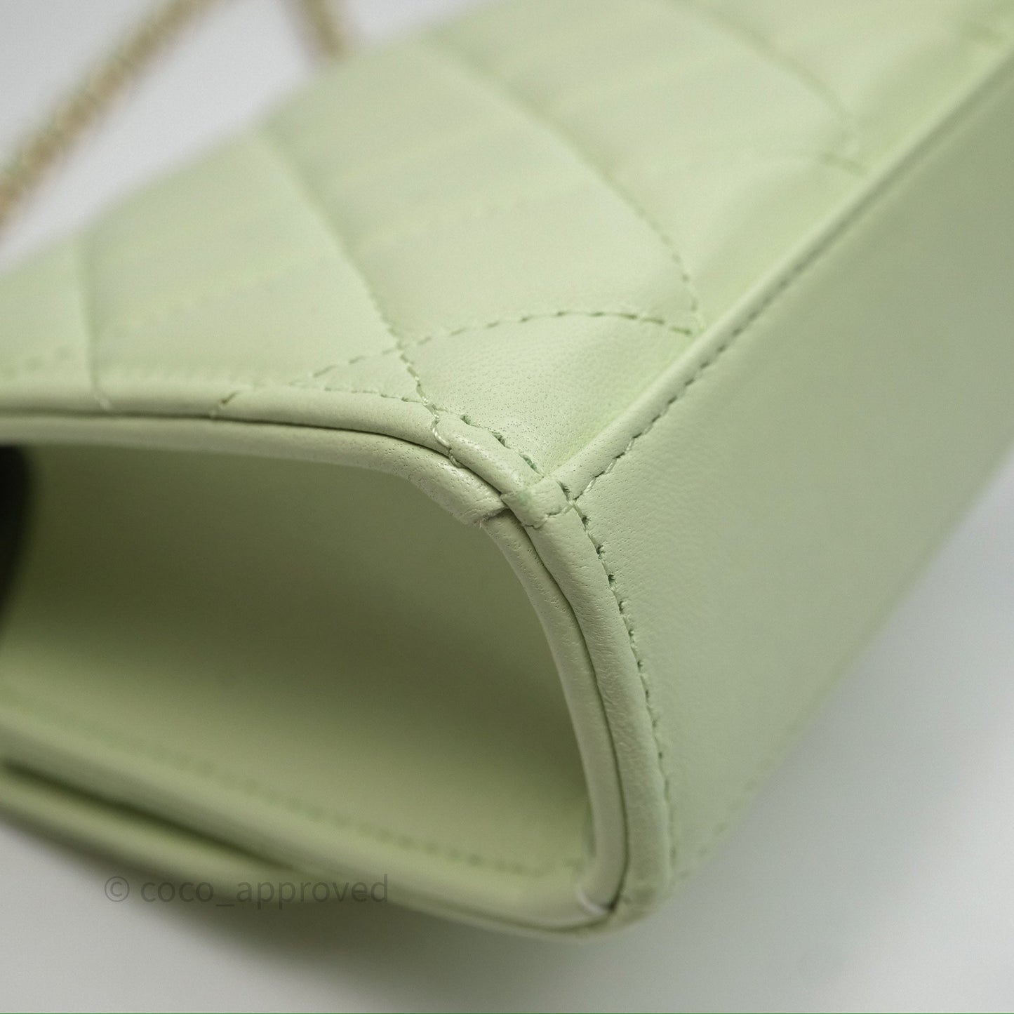 Chanel Mini Quilted Trendy CC Clutch With Chain Green Lambskin Gold Hardware