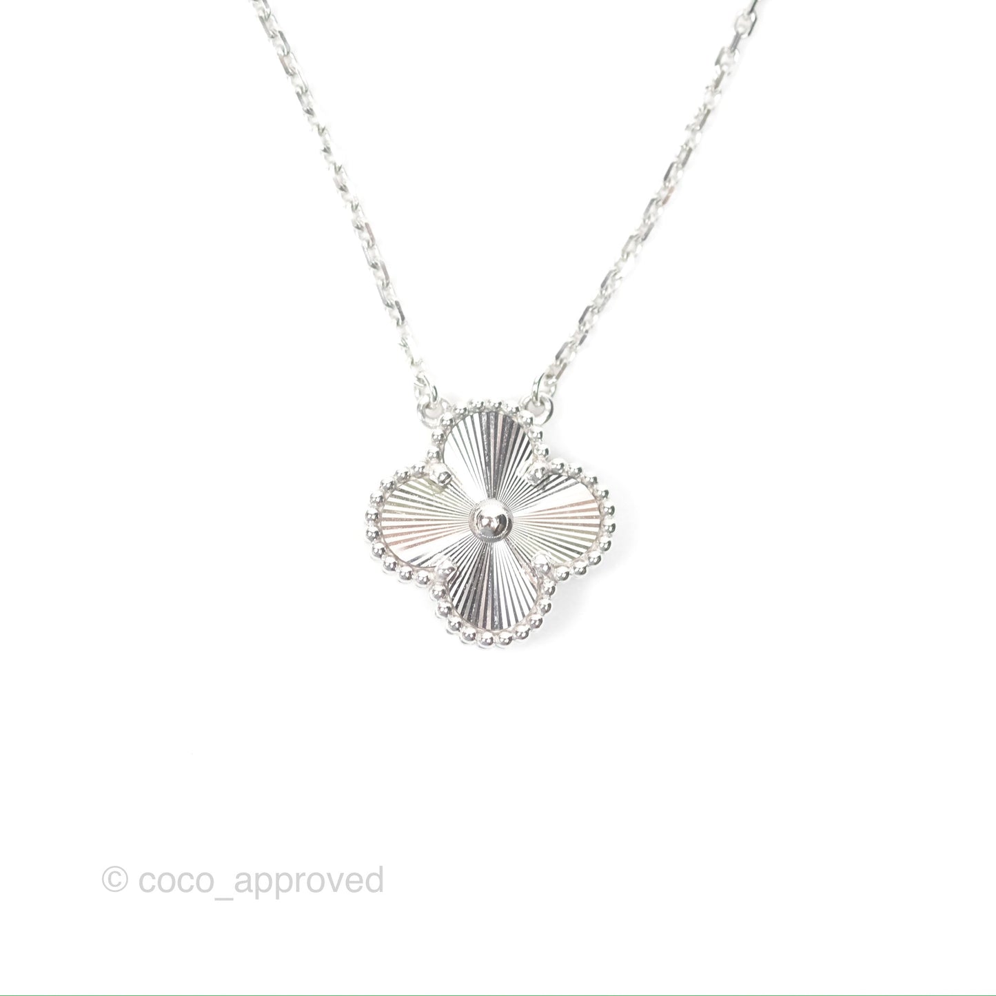 Van Cleef & Arpels Vintage Alhambra Pendant Guilloche White Gold