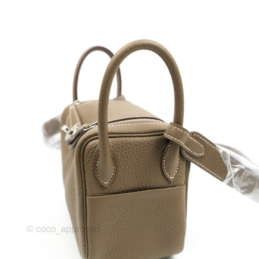 Hermès Mini Lindy 20 Etoupe Clemence Silver Hardware