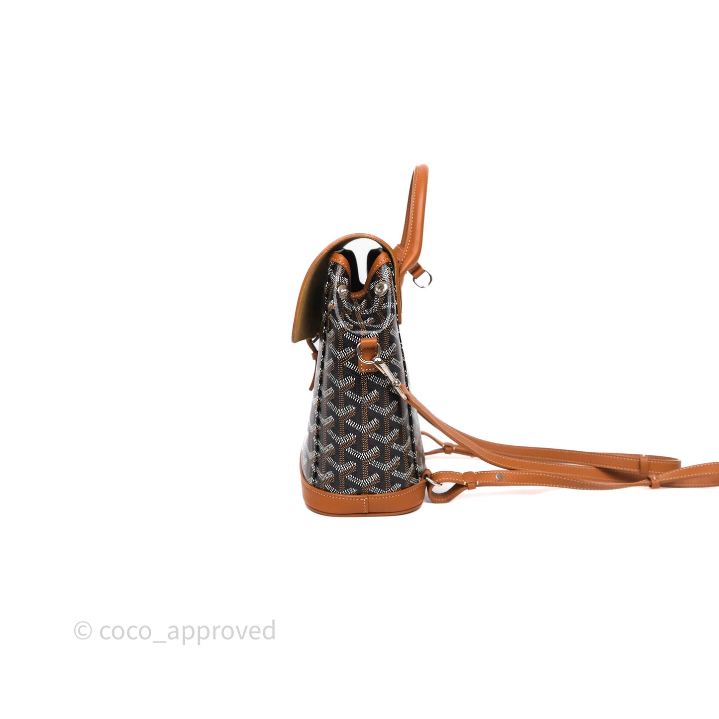 Goyard Mini Alpin Backpack Black/ Tan  Goyardine Calfskin