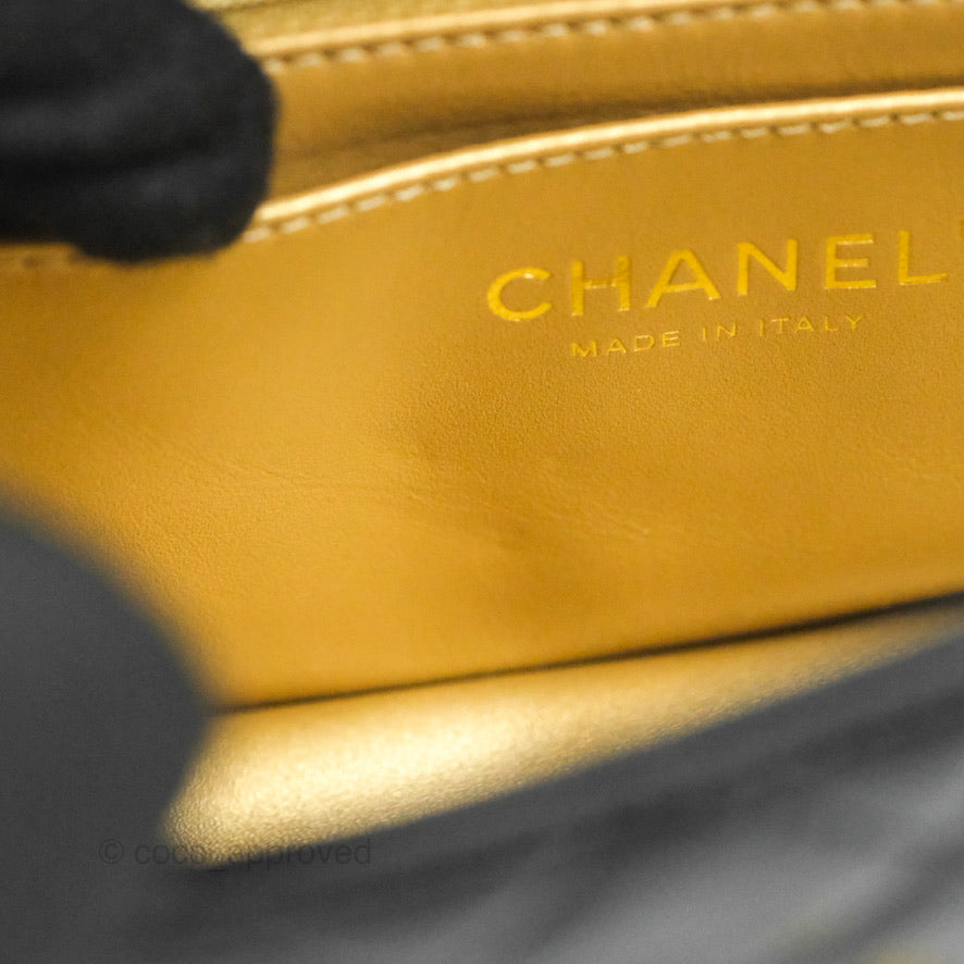 Chanel Mini Rectangular Pearl Crush Quilted Black Lambskin Gold Hardware